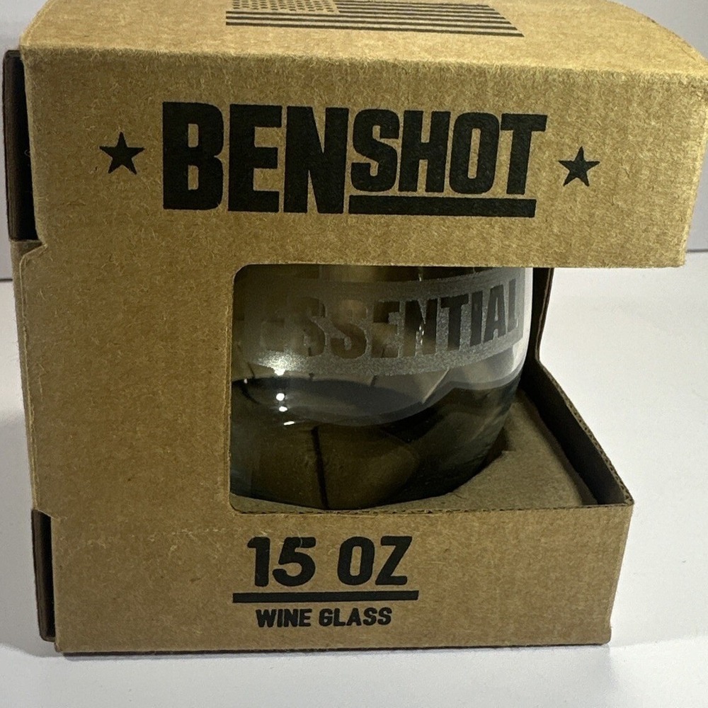 BenShot 15 oz Etched Essential Wine Glass Handmade in USA Wisconsin Stemless